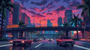 Retro 80s Anime City View