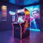 Retro Arcade Machine With Neon Lights