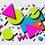 Retro Geometric Pattern Memphis Style Vibrant Chaotic
