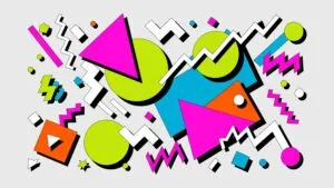 Retro Geometric Pattern Memphis Style Vibrant Chaotic