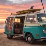 Retro Surf Culture Van Beach Sunset Vibe