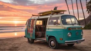 Retro Surf Culture Van Beach Sunset Vibe