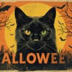 Retro Vintage Halloween Poster Black Cat