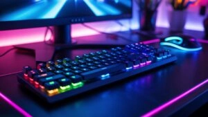 RGB Keyboard Close-Up With Neon Colors
