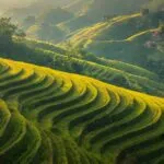 Rice Terraces Green Layers Asian Landscape