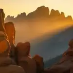 Rock Formations Under Golden Sunset