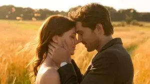 Romantic Moment in a Field at Golden Hour