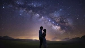 Romantic Moment Under Starry Night Sky