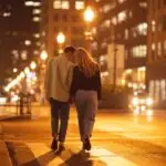 Romantic Night Walk Under City Lights