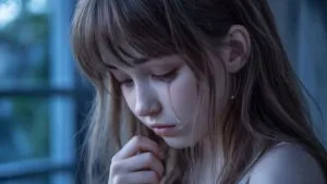 Sad Anime Girl Looking Down