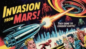 Sci-Fi Movie Poster 50s Ray Gun Alien Invasion