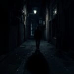 Shadow Walking Through Narrow Alley