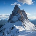 Snowy Mountain Peak Under Blue Sky