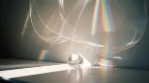 Soft Rainbow Prism Reflections on White Wall