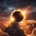 Solar Eclipse Over Cloudy Horizon