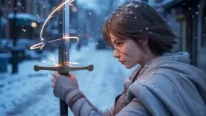 Solitude of the Blade: Manga Girl in Winter Snow