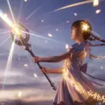 Sparkling Cute Pose Magical Girl with Staff
