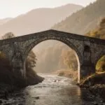 Stone Bridge Arch Over River Medieval Architecture