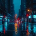 Street Corner Under Rain
