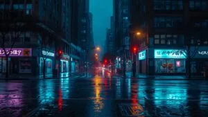 Street Corner Under Rain