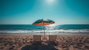 Summer Beach Umbrella Ocean View Vacation