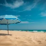 Summer Beach Umbrella Under Bright Sunlight