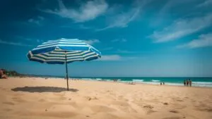 Summer Beach Umbrella Under Bright Sunlight