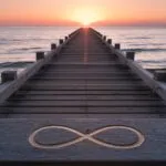 Sunset Horizon Ocean Pier Infinity Symbol Promise