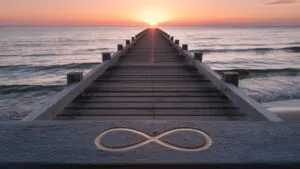 Sunset Horizon Ocean Pier Infinity Symbol Promise