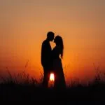 Sunset Silhouette of Couple Together