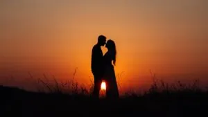 Sunset Silhouette of Couple Together