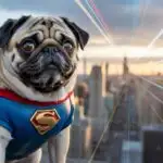 Superhero Pug Ready for Action Playful