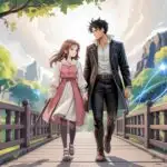 Sweet Anime Duo Waiting by Riverside Path