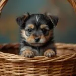 Tiny Puppy in a Basket Adorable