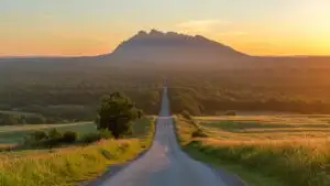 Tranquil Sunset Country Lane