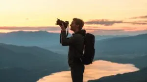 Traveler Taking Photo of Horizon