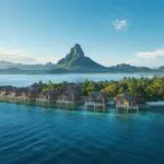 Tropical Island Overwater Bungalows Calm Sea Luxury