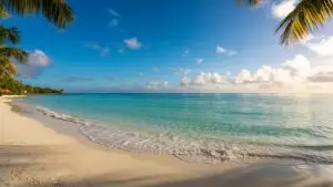 Turquoise Water White Sand Sunny Beach View