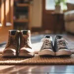 Two Pair Shoes Beside Each Other Entrance Home Life