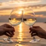 Two Wine Glasses Cheers Celebrate Moment Festive