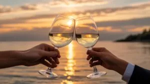 Two Wine Glasses Cheers Celebrate Moment Festive