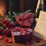 Valentine Gifts on Table With Warm Light