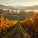 Vineyard Autumn Colors Harvesting Season Warm Glow