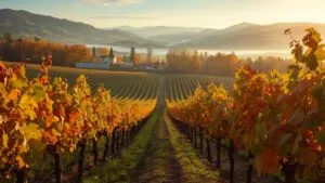 Vineyard Autumn Colors Harvesting Season Warm Glow