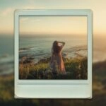 Vintage Polaroid Frame Over Blurred Background