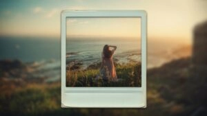 Vintage Polaroid Frame Over Blurred Background