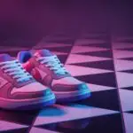 Vintage Sneakers on Checkered Floor