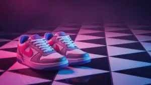 Vintage Sneakers on Checkered Floor