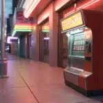 Vintage Soda Machine on Empty Sidewalk