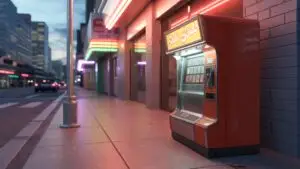Vintage Soda Machine on Empty Sidewalk